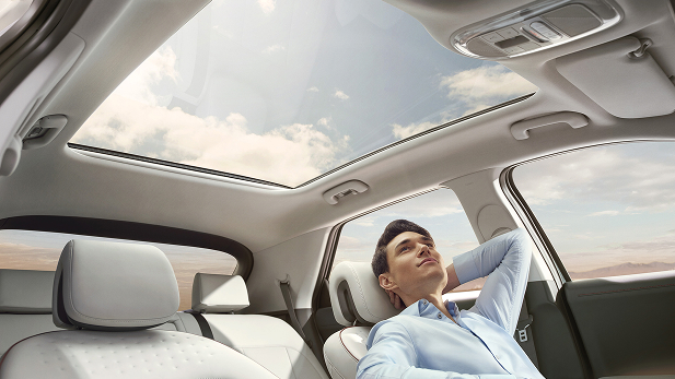 Persona viendo por el techo de visión del Vehículo Hyundai ioniq 5 
